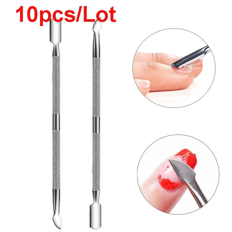 Double-ended Stainless Steel Cuticle Pusher Dead Skin Push Remover For Pedicure Manicure Nail Art Cleaner Care Tool Factory Sale