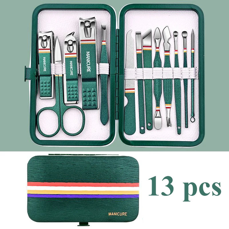 Professional 7/10/12/18 Piece Nail Care Kit Stainless Steel Manicure & Pedicure Set Nail Clipper Set with Travel Case