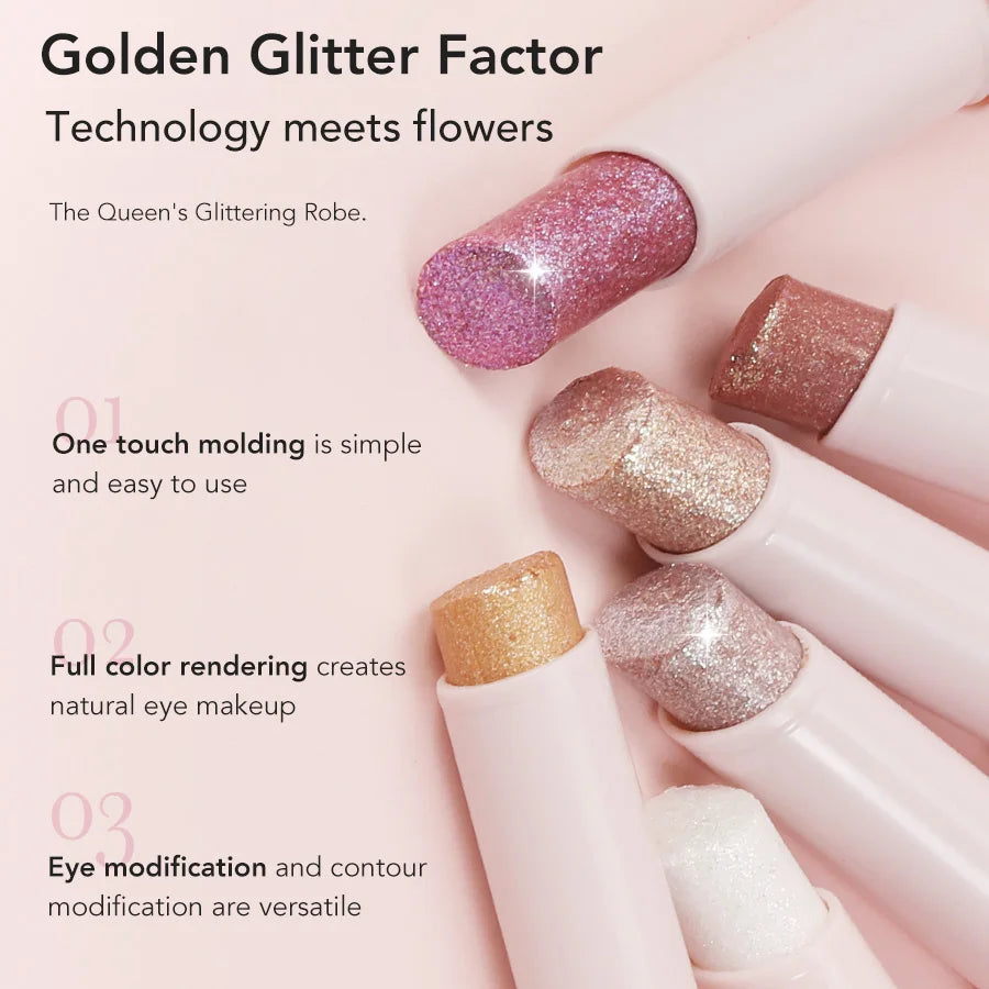 Shimmering Eyeshadow Stick With A Jelly Like Texture Fine Glitter And Highlighting Effect Waterproof And Long Lasting