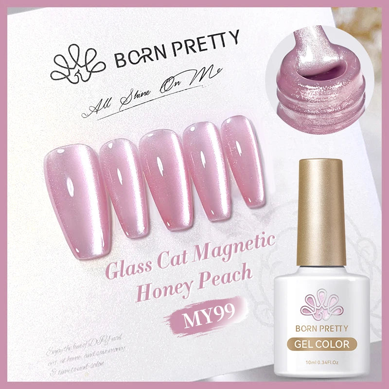 BORN PRETTY 10ml Rose Gold Cat Magnetic Gel Polish Pink Orange Soak Off UV LED Varnis Semi Permanent for Nail Art Design at Home