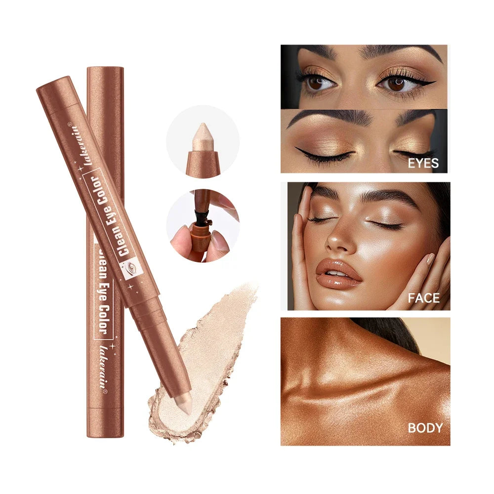 12 Colors Waterproof Eyeshadow Sticks Long Lasting High Pigmented Shimmer Glitter And Matte Eyeshadow Pencil Makeup
