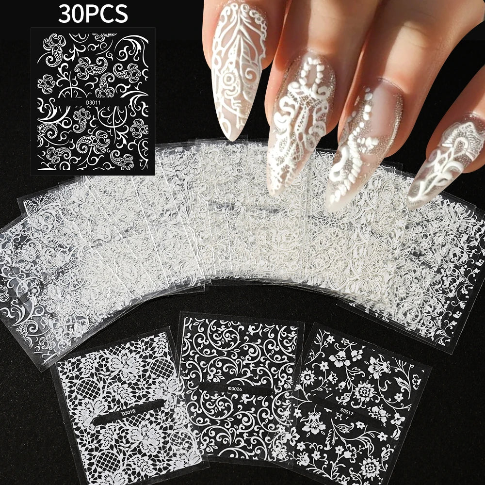 30Pcs 3D Halloween Cartoon Ghost Spider Bat Pumpkin Nail Stickers Mixed Punk Black Halloween Nail Decal 5x6cm Manicure Slider &*