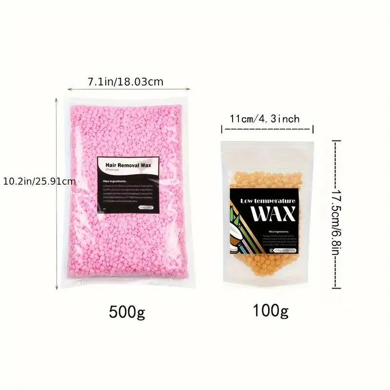 500g/100g Hard Wax Beans Solid Hair Remover No Strip Depilatory Hot Film Wax Bead Hair Removal for Full Body Bikini Leg Eyebrow