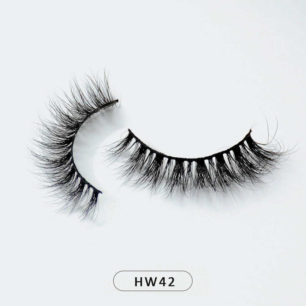 HZJY Dropshipping 10-15mm 3D Real Mink Handmade Crossing Lashes Individual Strip Thick Lash Fake Eyelashes with free paper boxes