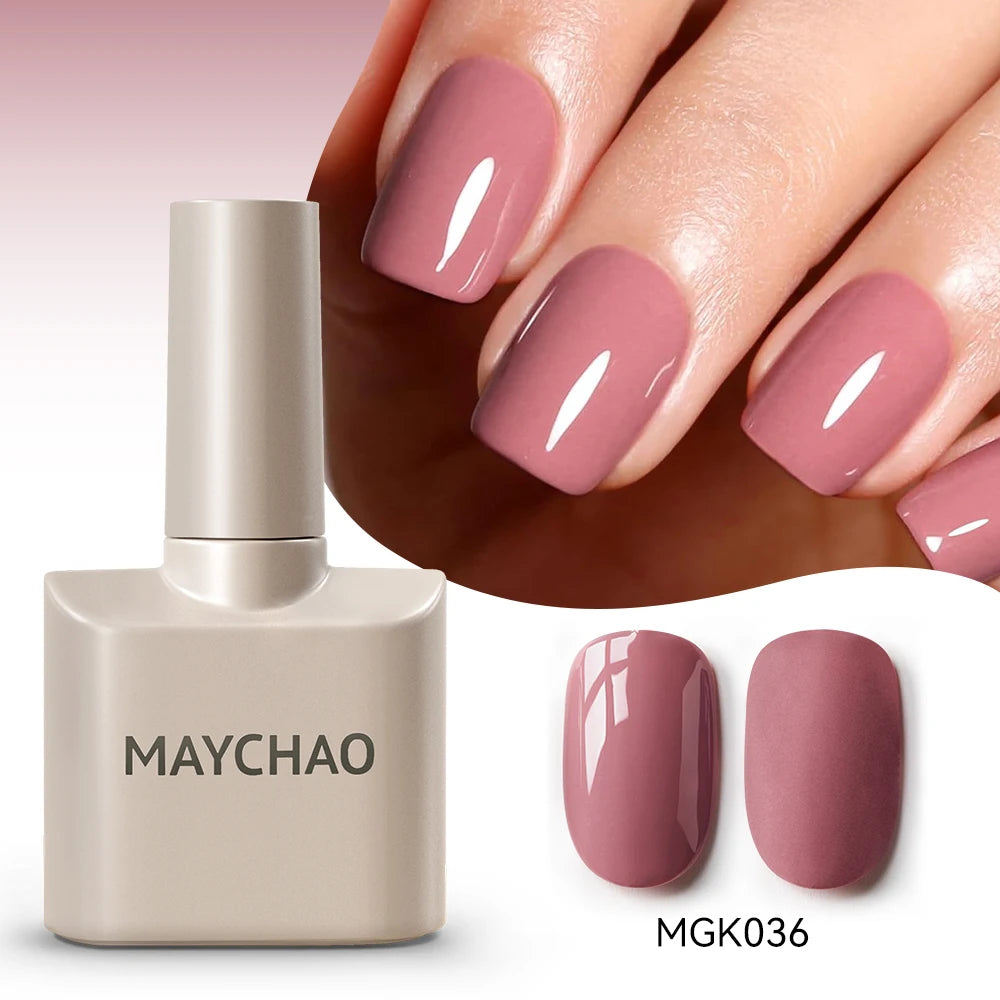 MAYCHAO Cherry Red Gel Nail Polish 12ml Glossy Semi Permanent Soak Off UV LED Frosted Gel Nails Base Painting Varnish