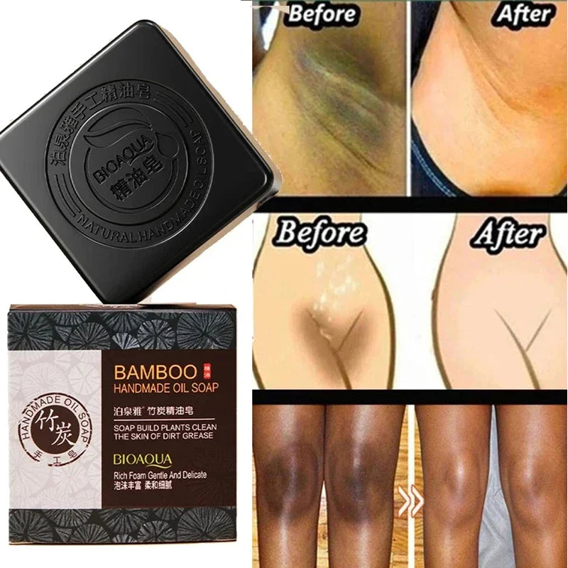 Bamboo Charcoal Handmade Soap Skin Moisturizing Deep Cleansing Oil Control Blackhead Remover Face Wash Hair Bath Skin Care 100g