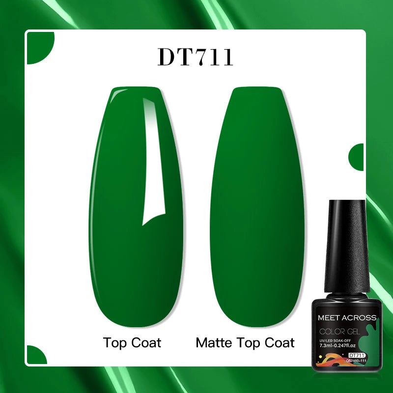 MEET ACROSS 7ml Red Blue Green Metallic Gel Nail Polish Super Bright Mirror Effect Semi Permanent LED UV Gel Nail Art Varnish