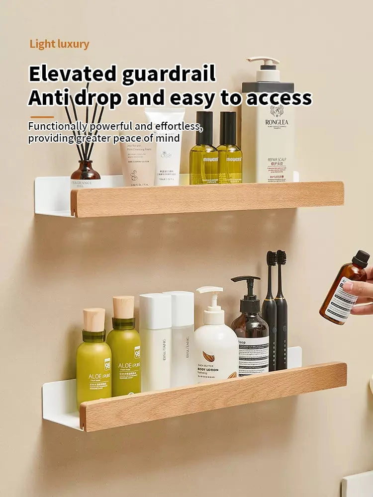 Wood Aluminum Waterproof for Bathroom Shelf Shelves Shampoo Makeup Storage Holder Accessories Kitchen Sorage Bath Accessories