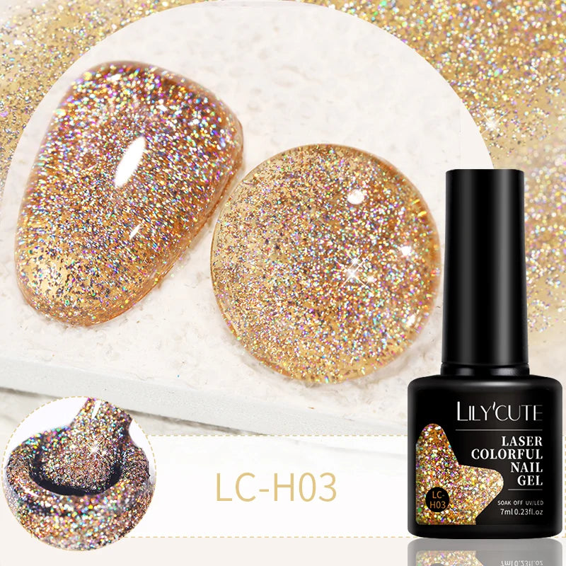 LILYCUTE 7ml 9D Black Crystal Cat Magnetic Gel Nail Polish Laser Silver Glitter Semi Permanent Manicure For Nail Art Gel Varnish