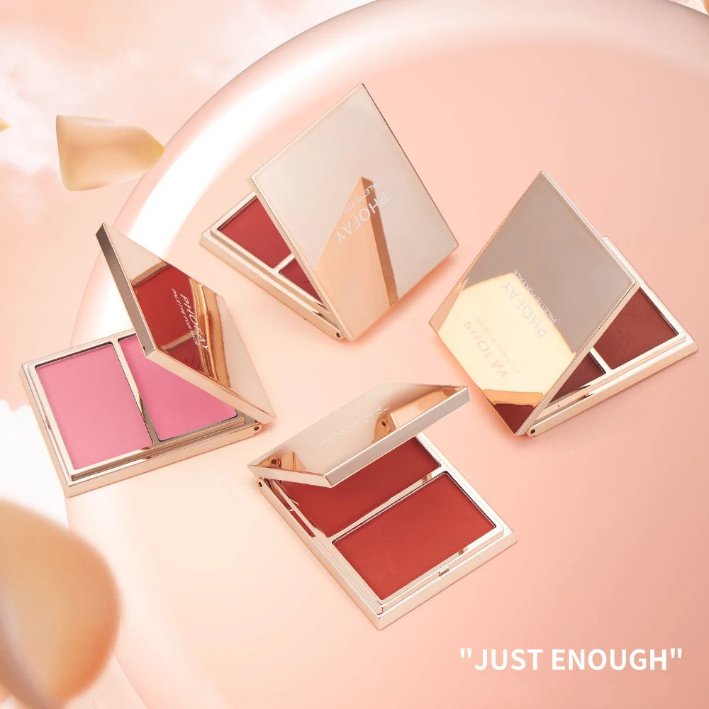 Two-tone Natural Matte Cream Blush Shimmer Contour Blusher Blush Powder Longlasting Waterproof Face Blusher Chinese Cosmetics