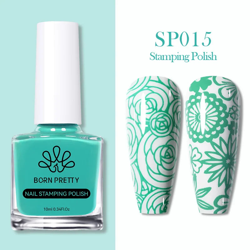 BORN PRETTY 10ml 25 Colors Nail Stamping Polish Nail Art Varnish with Peel Off Nail Latex Black White Colorful Stamp Polish