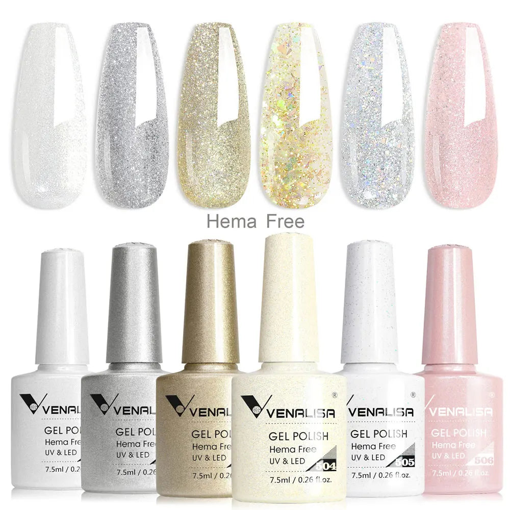 Venalisa Nail Gel Polish Kit HEMA TPO FREE Nude Pink Color Collection Self Leveling Full Coverage Nail Manicure Set 6Pcs Kit