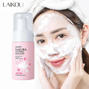LAIKOU Japan Sakura Cleansing Mousse Gentle Foam Face Wash Even Skin Tone Deep Cleansing Non-Irritating Facial Cleanser 100ml