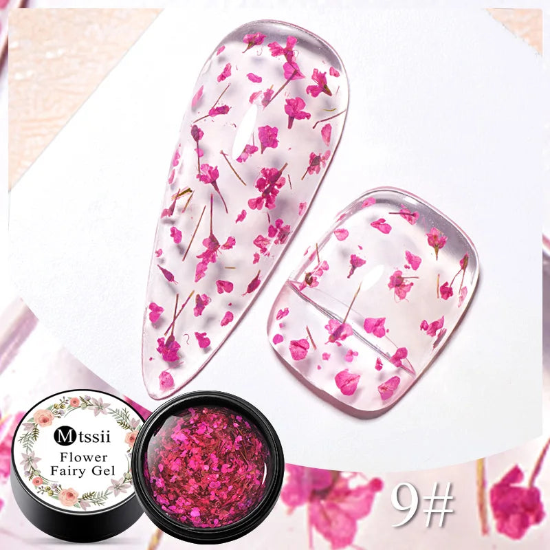 5ml Mtssii Dried Flower Gel Nail Polish Natural Flower Fairy Series Semi Permanent Soak Off UV Nail Art Varnish Manicure Design