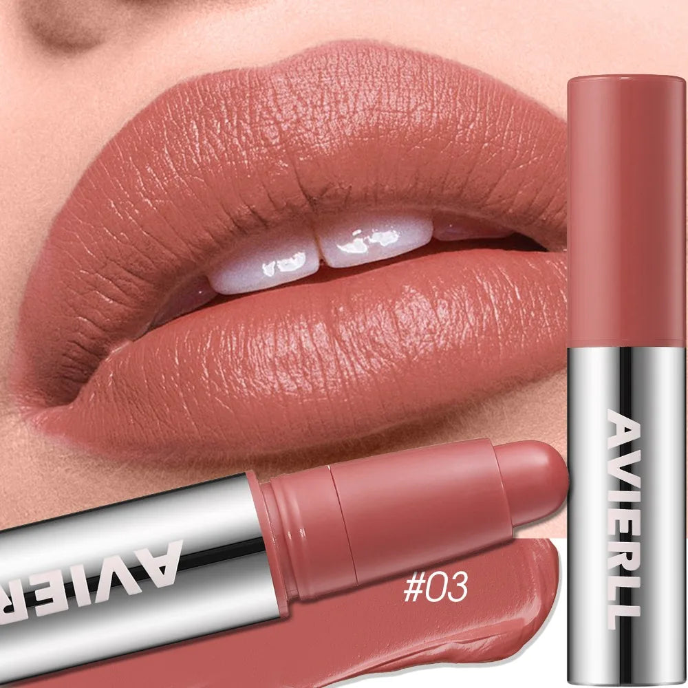 Smooth Matte Lipstick - Long-Lasting, Moisturizing, and Easy to Apply Lip Glaze with Rotating Pen Design - Waterproof Lip Makeup