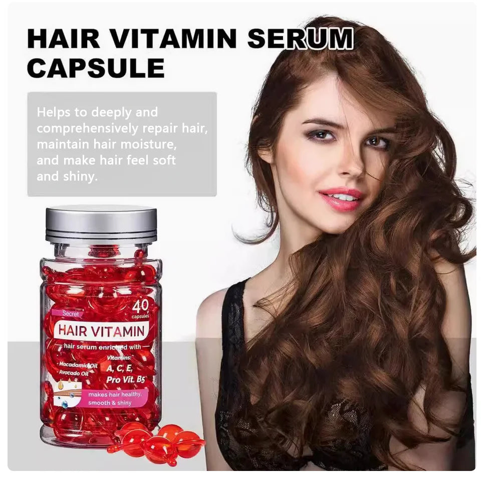 Amococo 6/8pcs Hair Vitamin Serum 40 Capsules Each Moroccan Oil Hair Oil Capsules Leave In Treatment with Macadamia Avocado Oil for Dry Frizzy Hair Smooth Shiny Hair Care