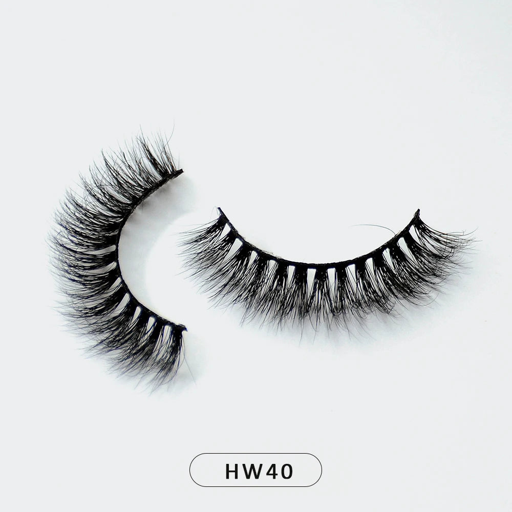 HZJY Dropshipping 10-15mm 3D Real Mink Handmade Crossing Lashes Individual Strip Thick Lash Fake Eyelashes with free paper boxes