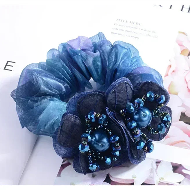 Women Lace Hair Scrunchies  Bow Hair Fantaisie Tie High Elasticity