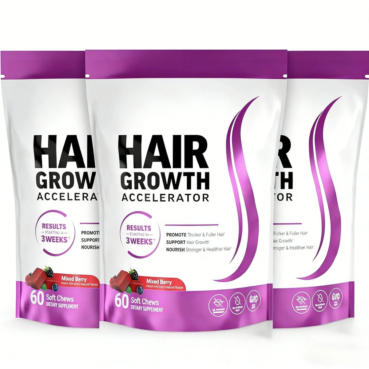 Biotin Hair Growth Soft Chews Supplement, Support Fuller Thicker Hair, Vitamin C & E for Healthy Hair Nourishment, 60 Gummy