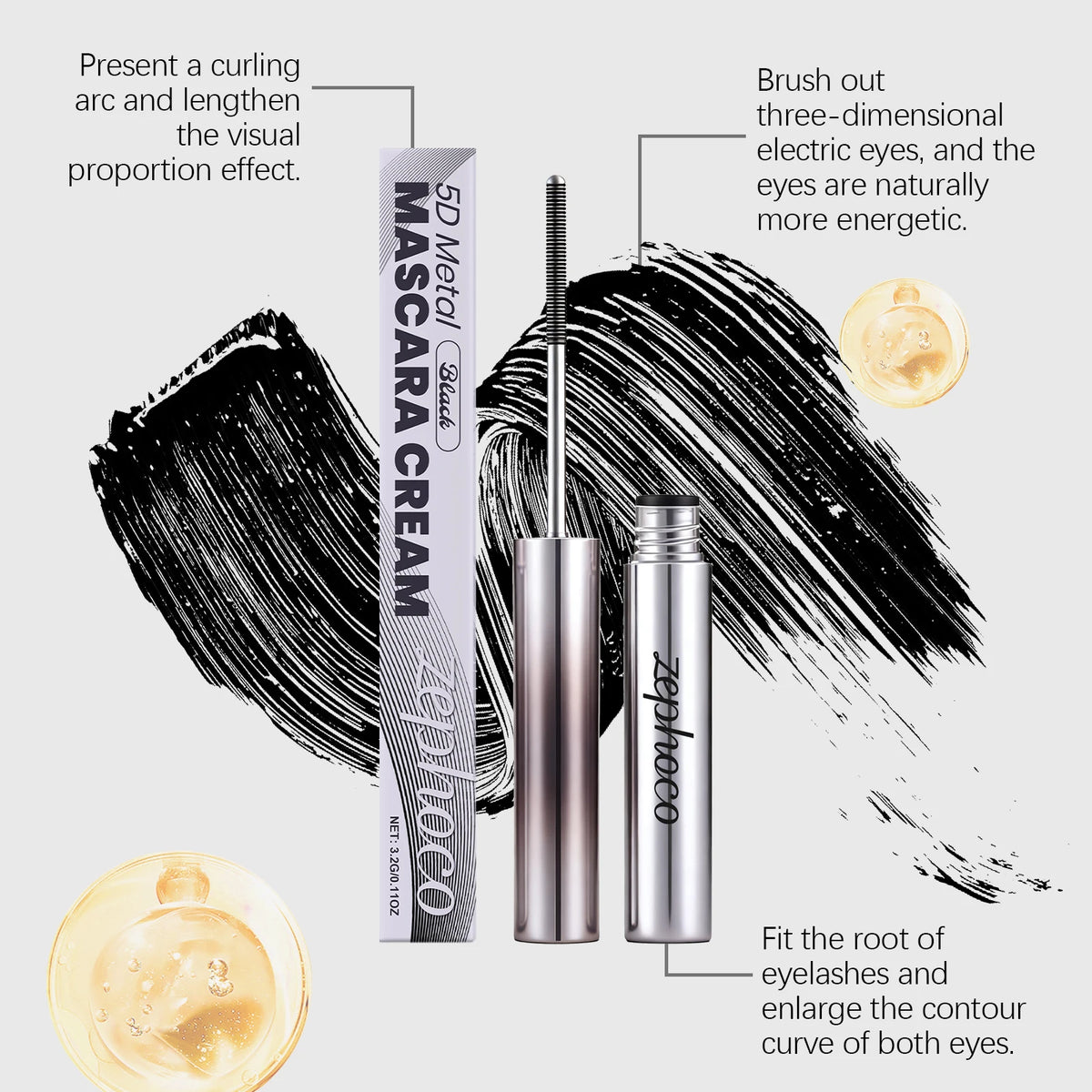 Black Mascara Volumizing Long Lasting Smudge Proof Waterproof Mascara Natural Curl Eyelash Lengthening Intense Black Eye Lash Makeup Daily Beauty Tool Cosmetic For All Day Wear