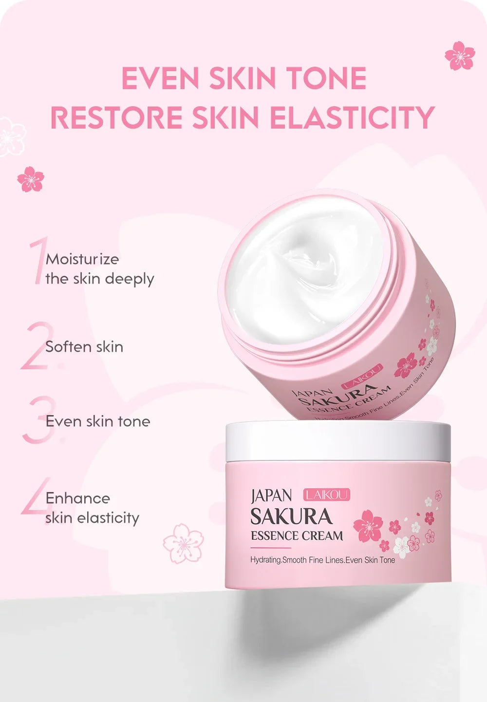 LAIKOU Japan Sakura Essence Cream Cherry Blossom Facial Cream Heavy Moisturizer Improving Dryness & Roughness Face Skin Care