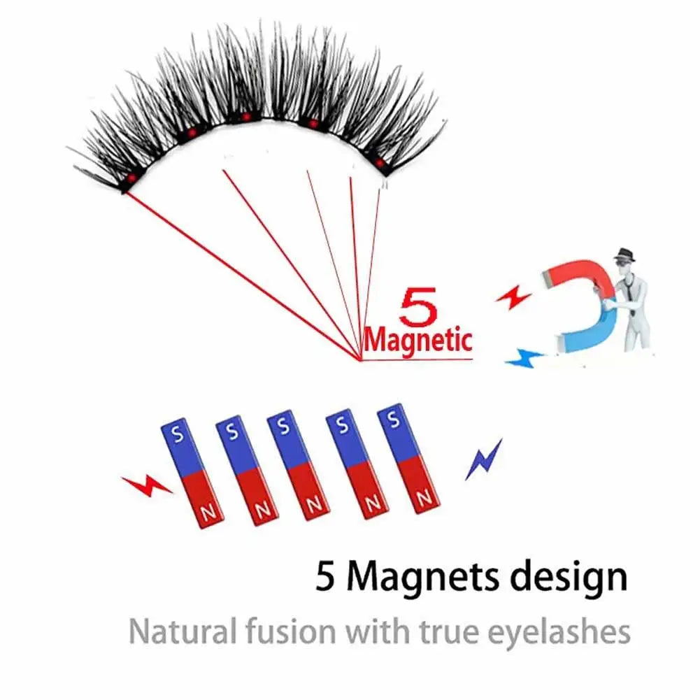 3D Natural Magnetic Eyelashes,With 5 Magnetic Lashes Eyelashes Handmade False Gift Reusable Magne T6N2