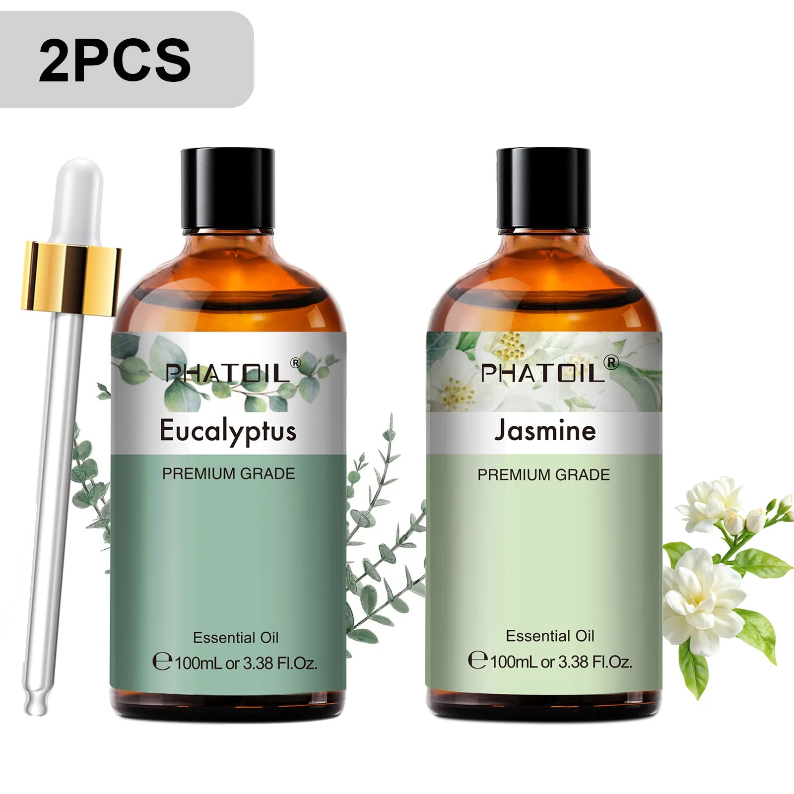 PHATOIL 2pcs/1pcs Lavender Aromatherapy Essential Oil For Diffuser,Candle Making-100ml Eucalyptus Jasmine Vanilla Cinnamon Oils