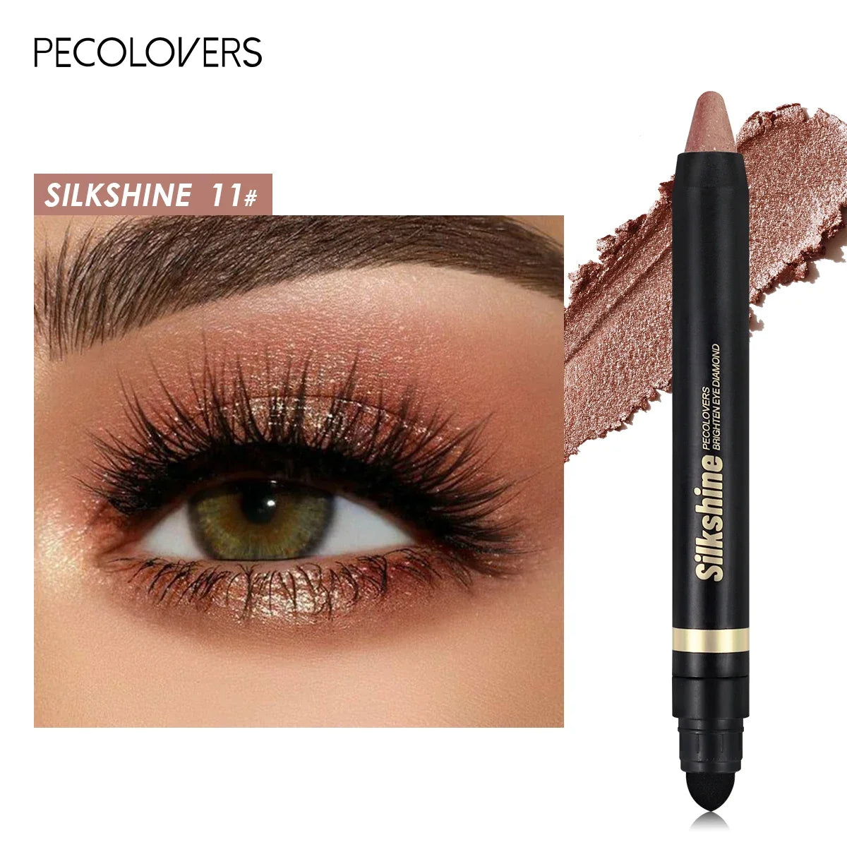 Colorful Shimmer Eyeshadow Stick Double Ended Metallic Pearlescent Highlighter Makeup Pigment Silkworm Eyeshadow Pen
