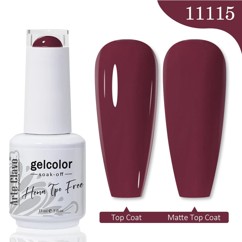 Arte Clavo 15ML Red Brown Color Gel Nail Polish Autumn Winter Nail Art Gel Nail Supplies Semi Permanent Soak Off UV Gel Varnish