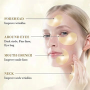 60 Pieces of Gold Hyaluronic Acid Repair Eye Mask Moisturizing and Firming Eye Patches Korean Skincare Crystal Eye Mask