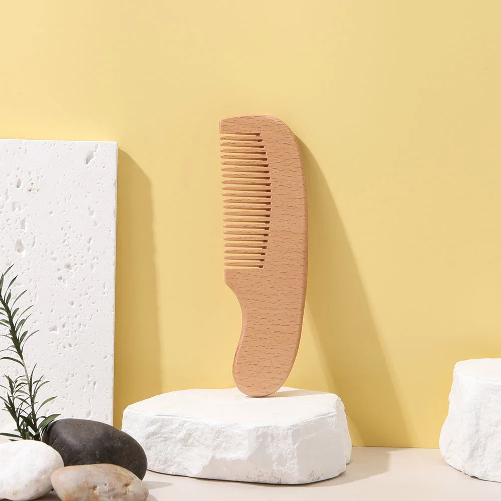3PCS Newborn Wool Baby Wooden Brush Comb Newborn Hair Brush Infant Head Massager Portable Comb Hair Bath Brush Comb