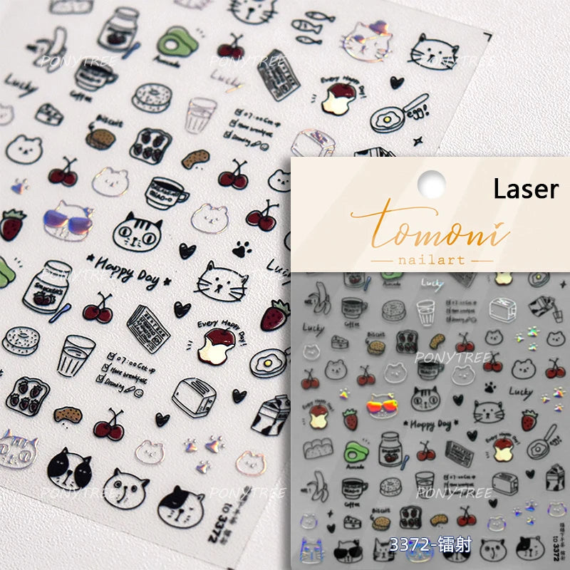 Shiny Attractive Apple Core Peel Cute Fruits Bowknot Tie Star Self Adhesive Nail Art Stickers Charming Rhinestone Manicure Decal