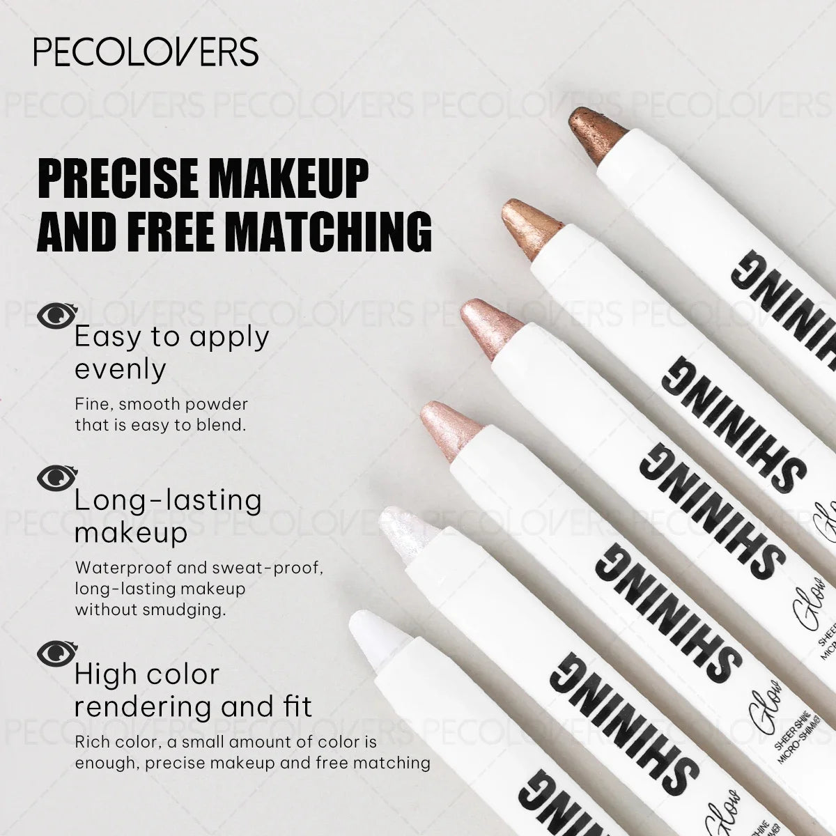 1PC Silvery Eyeshadow, White Eyeshadow, Eye Highlighter, Shimmering, Waterproof and Long-Lasting, Suitable for All Skin Tones