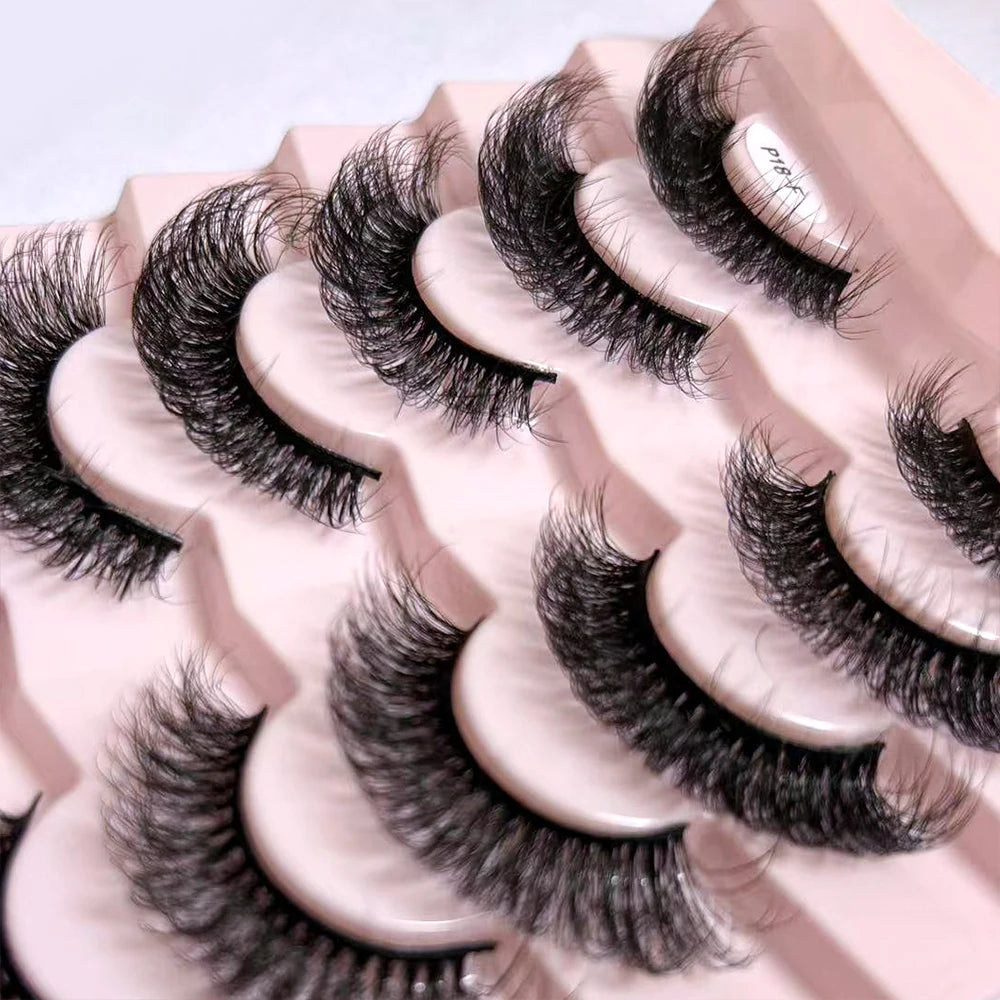 Dropshipping 7/10 Pairs Eyelashes Natural Long 3D Lashes Fluffy Volume  False Eyelashes Cruelty Free Wispy Lashes Makeup Cilios