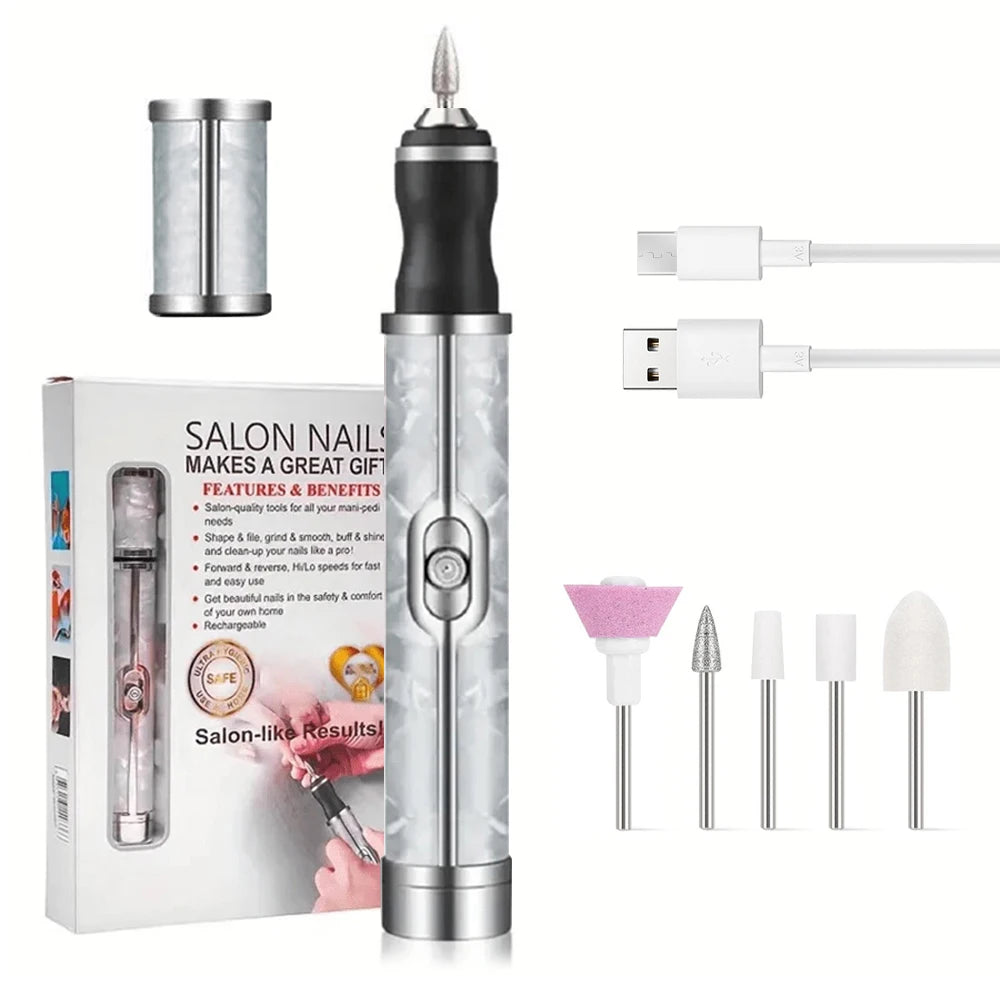 LULAA Rechargeable Electric Nail Drill Machine Cordless Electric Nail File for Acrylic Gel Nails Efile Manicure Pedicure Kit