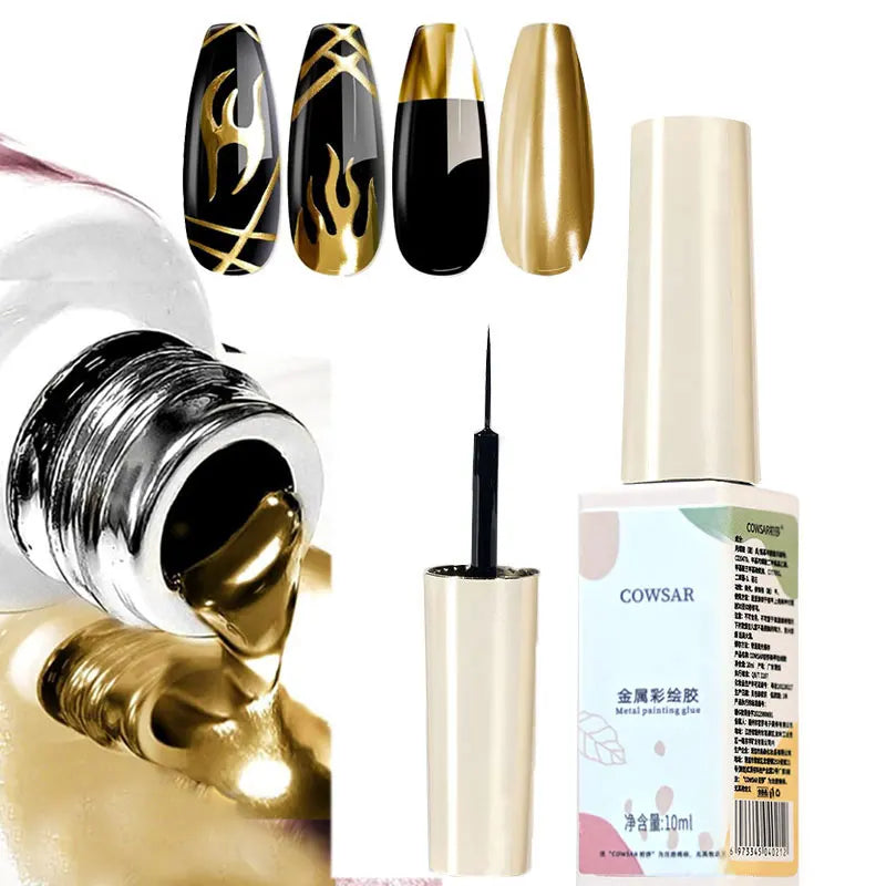 5/8/10/12ml 5D Metallic Painting Nail Gel Silver/Gold Liner Polish Mirror Chrome Effect Gel Nail Polish Soak Off UV/LED Drawing^