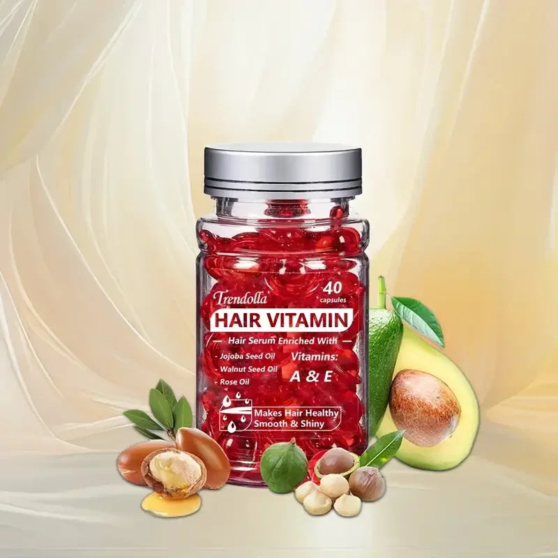 Amococo 6/8pcs Hair Vitamin Serum 40 Capsules Each Moroccan Oil Hair Oil Capsules Leave In Treatment with Macadamia Avocado Oil for Dry Frizzy Hair Smooth Shiny Hair Care