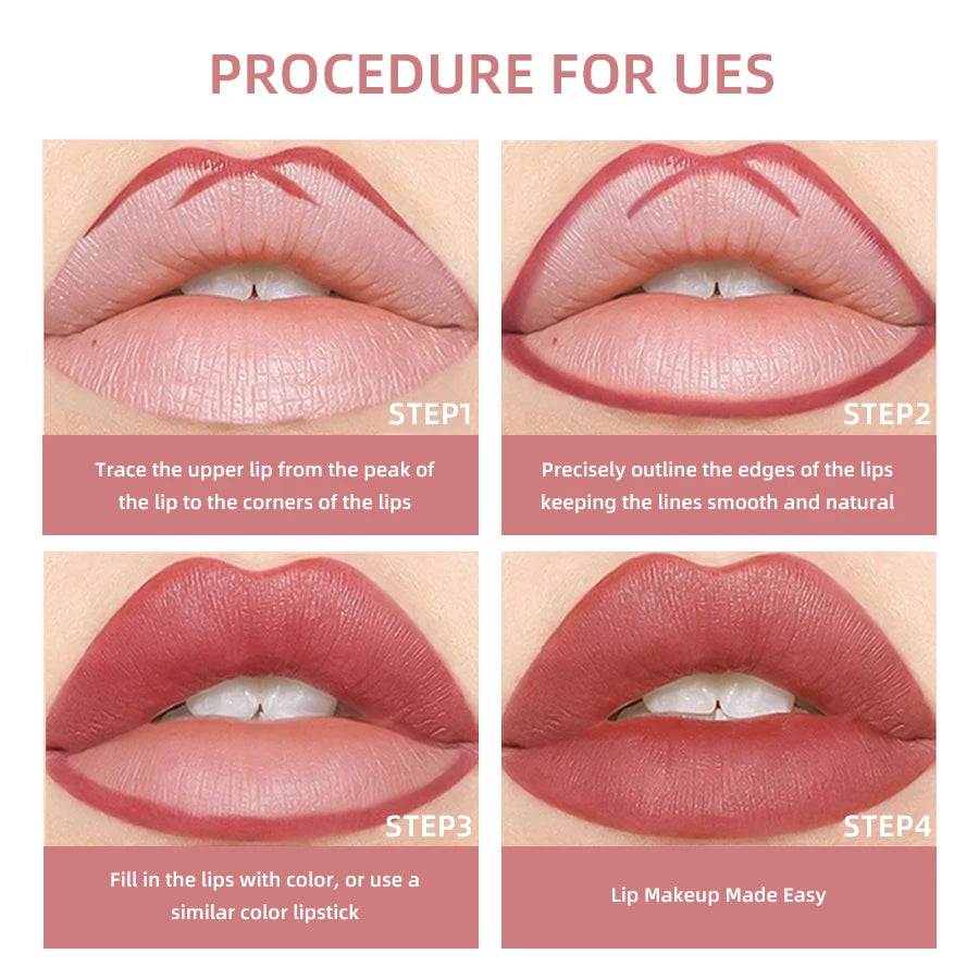 12 Colors Matte Lip Liner Pen Long Lasting Lip Glaze High Pigment Lip Tint Waterproof Red Brown  Lipliner Korean Makeup Gifts