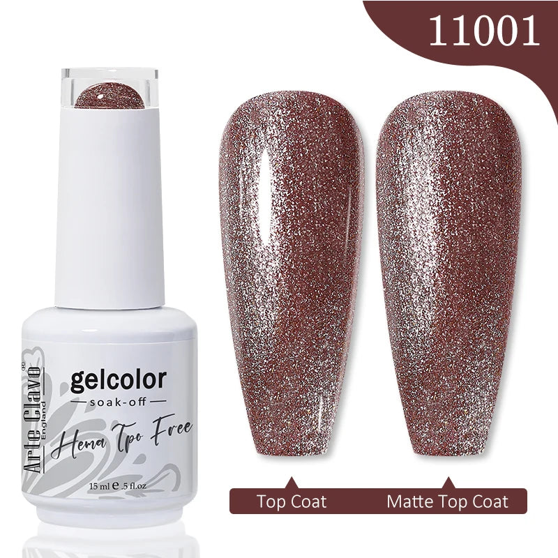 Arte Clavo 15ML Red Brown Color Gel Nail Polish Autumn Winter Nail Art Gel Nail Supplies Semi Permanent Soak Off UV Gel Varnish