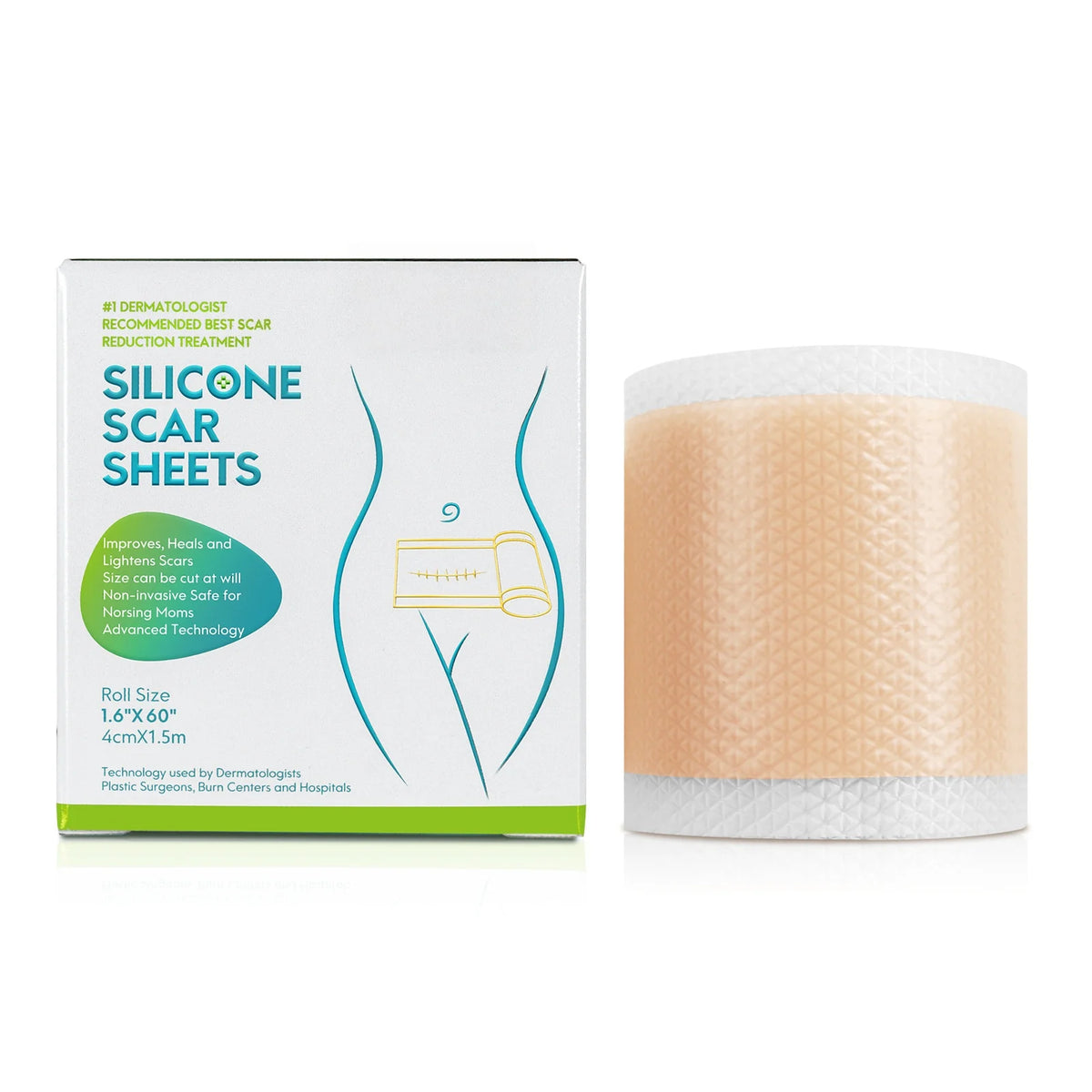 4cm X 150cm Silicone Scar Sheets , 1 Roll Self-Adhesive Scar Cover Tape Waterproof and Breathable Scar Concealer Patch