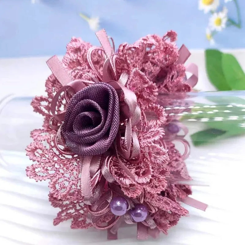 Women Lace Hair Scrunchies  Bow Hair Fantaisie Tie High Elasticity