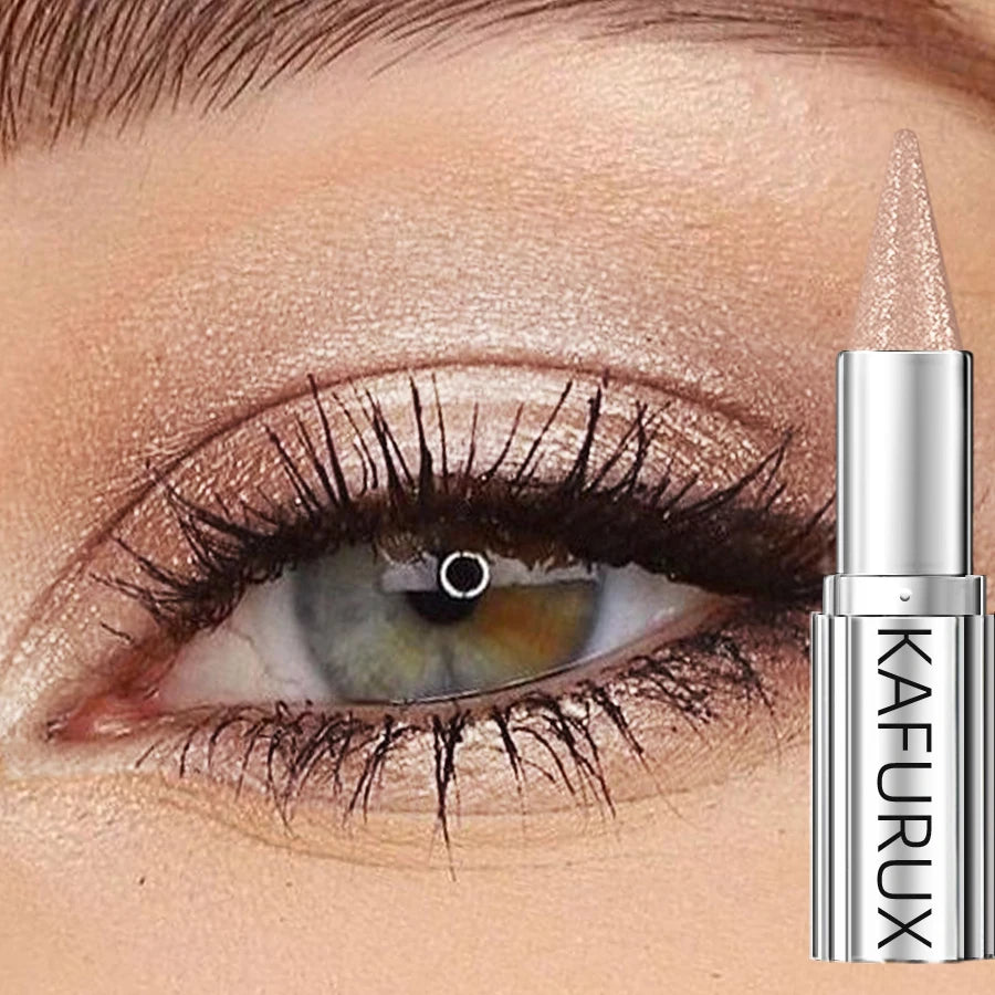 12 Colors 1PC Waterproof Eyeshadow Sticks Long Lasting High Pigmented Shimmer Metallic Glitter Eye Shadow Makeup Brown Cosmetic
