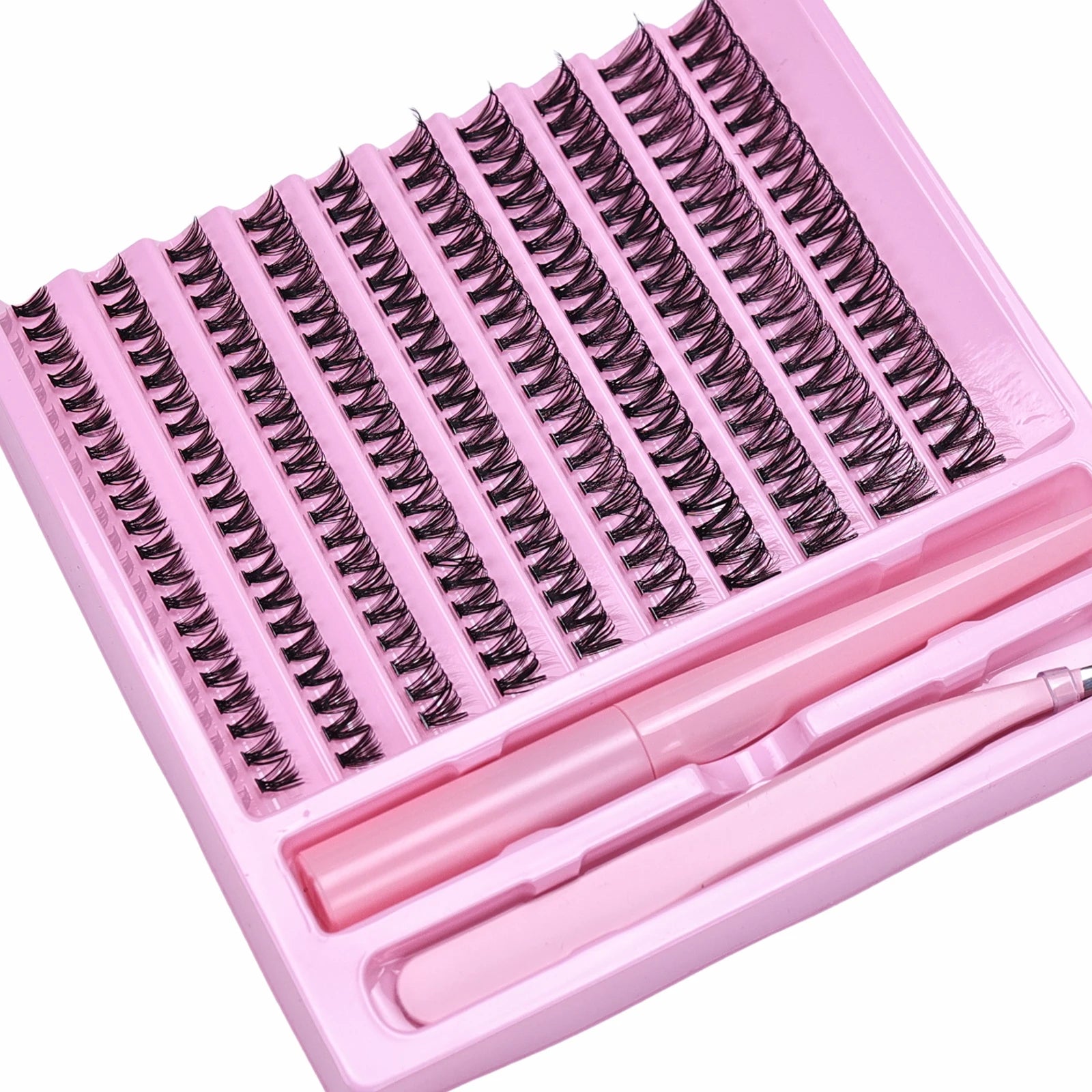DIY Lash Extension Kit 200pcs Lash Clusters Wispy D Curling False Eyelashes with Bond And Tweezers for Professional And Home Use