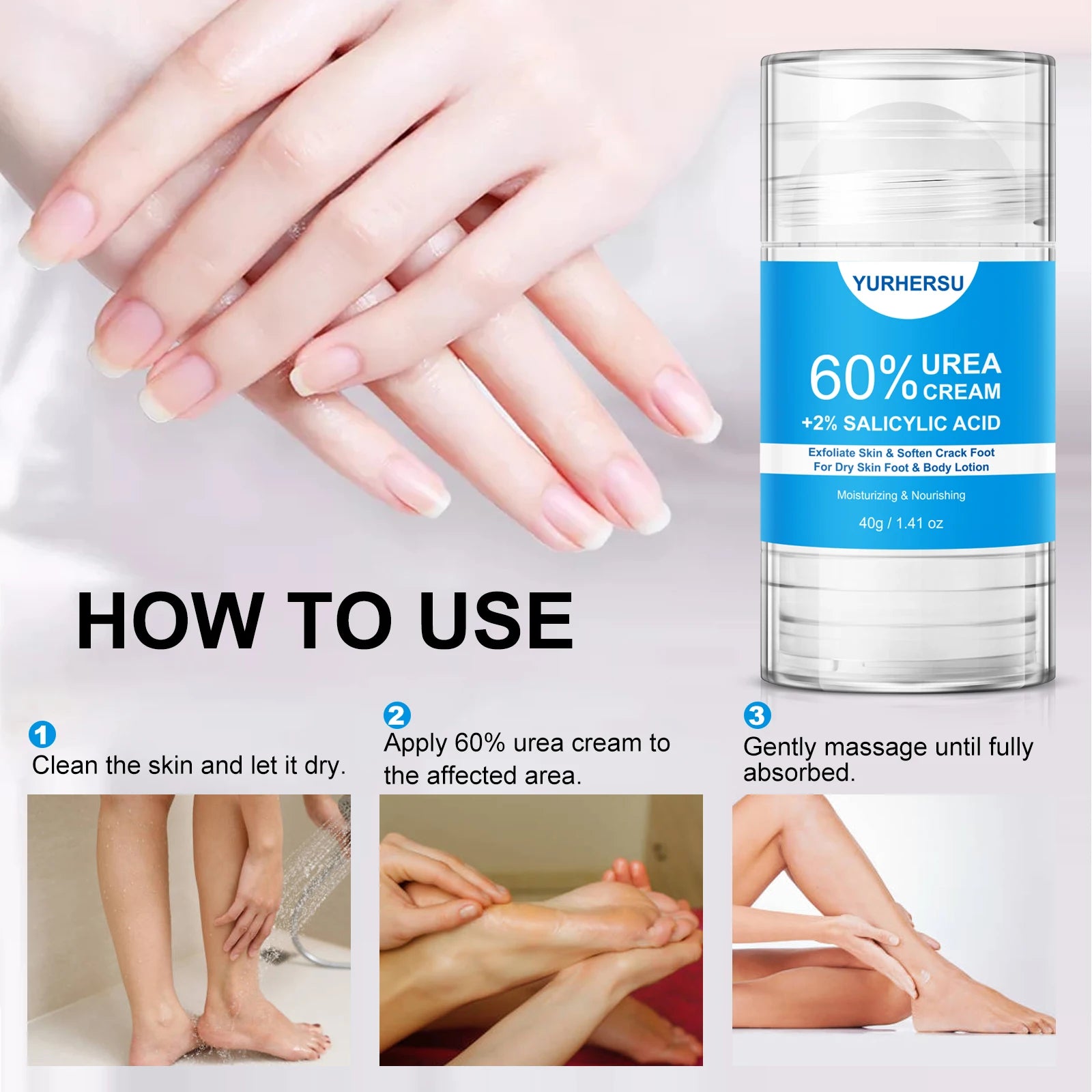 60% Urea Foot Cream Stick for Cracked Heels & Callus Removal, Fast Repair, Free Shipping