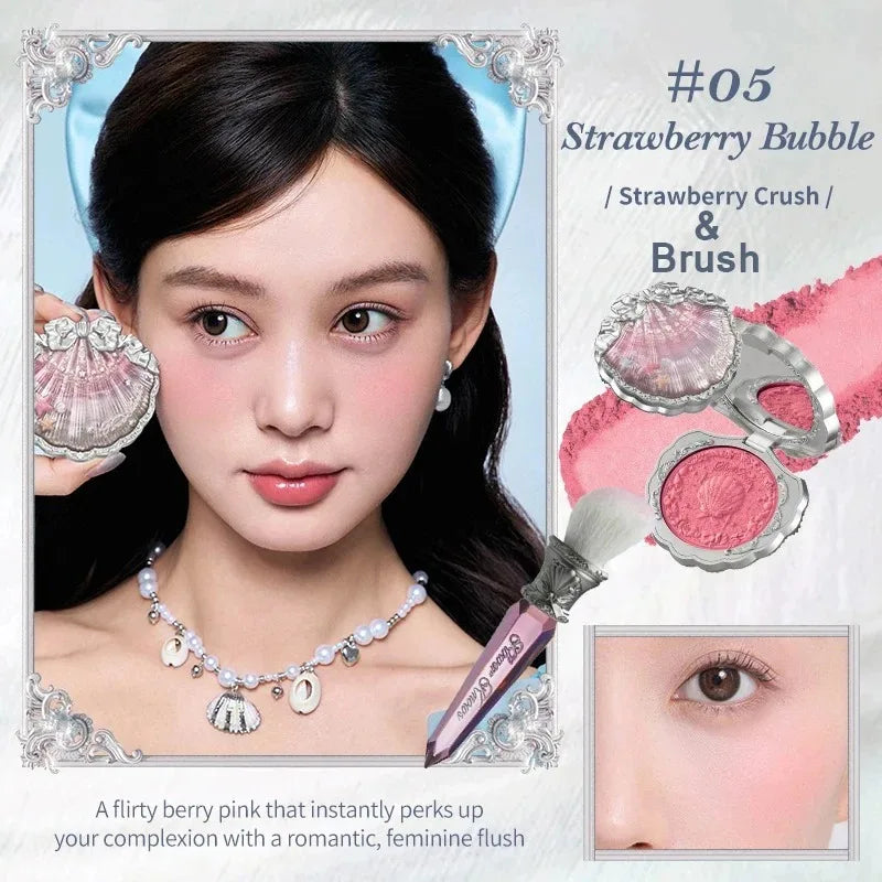 Flower Knows Swan Ballet Velvet Embossed Blush Matte Makeup Pressed Blusher Powder Pallet Women Gift Set