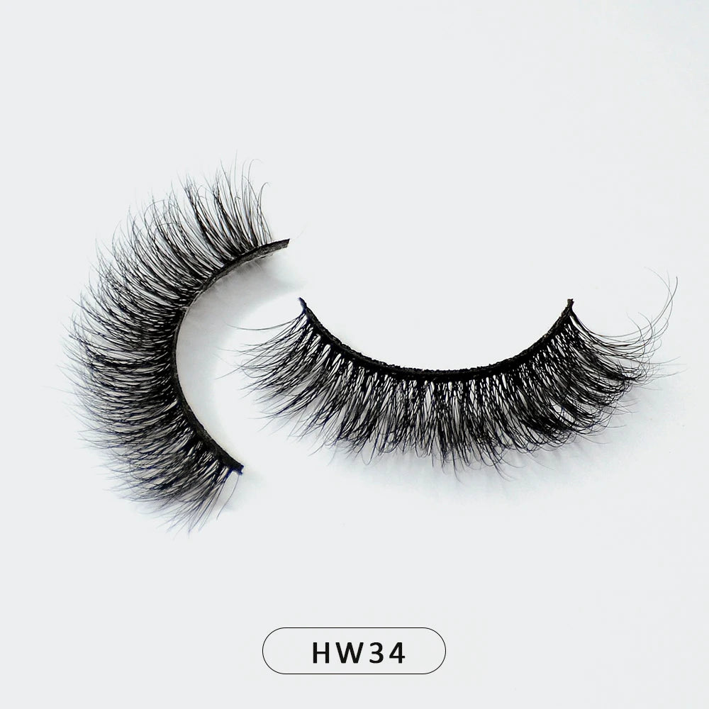 HZJY Dropshipping 10-15mm 3D Real Mink Handmade Crossing Lashes Individual Strip Thick Lash Fake Eyelashes with free paper boxes