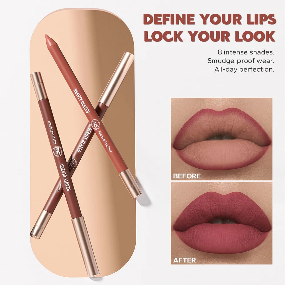 8 Colors Artist Palette Matte Velvet Lip Liner Pencil | Long-Lasting Waterproof, Non-Sticky Matte Finish, Precise Tip for Sharp