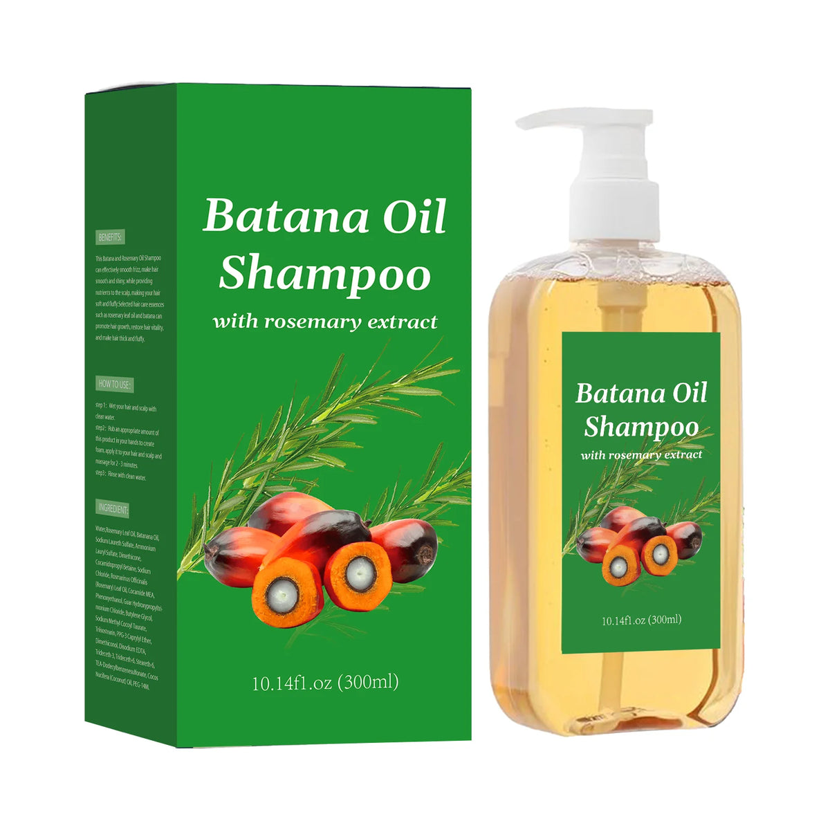 300ML Batana Oil Shampoo Nourishing Hair Growth Strengthens Restore Damaged Split Hair Scalp Cleansing Dandruff Control Care