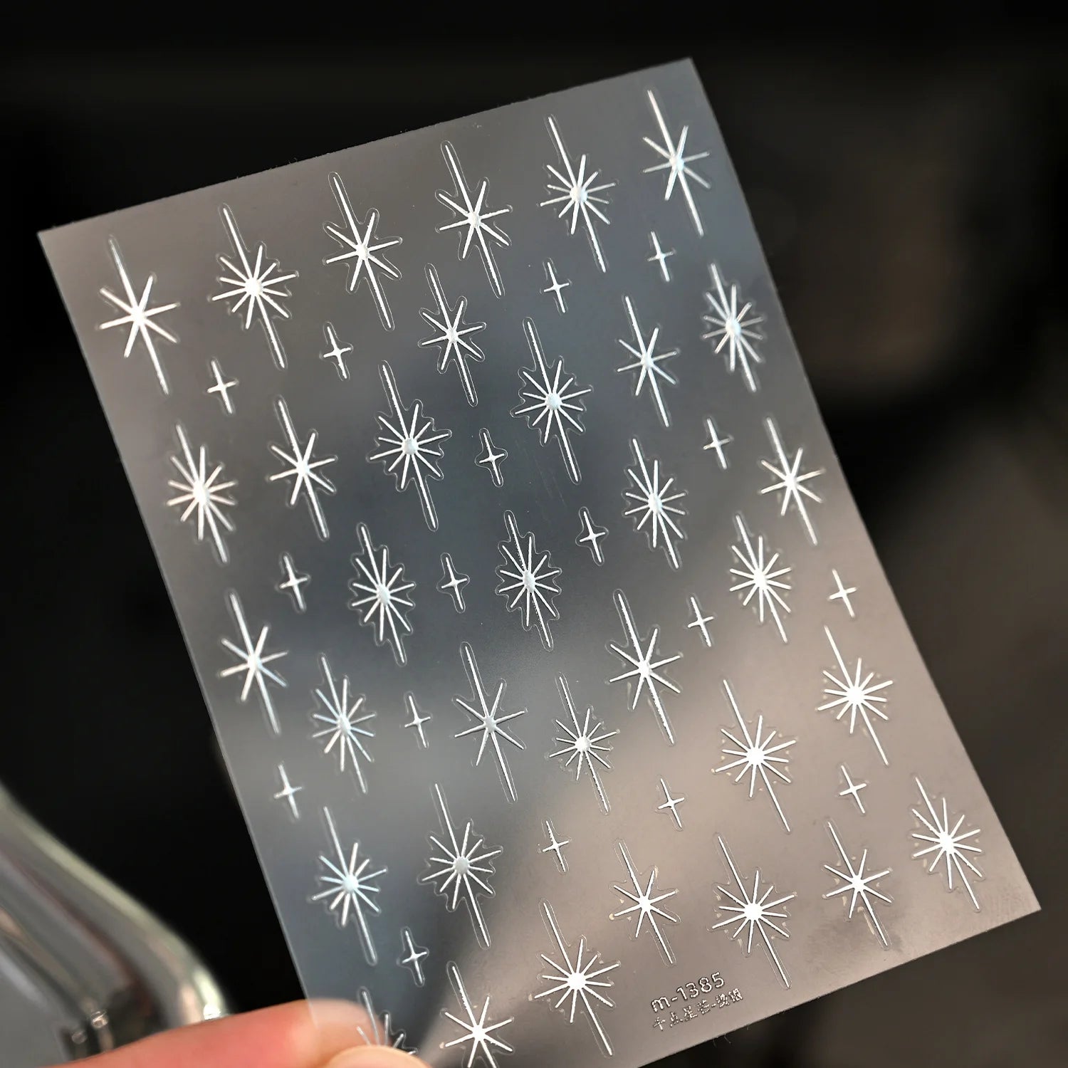 5D Black Silver Dream Thorn Clover Thorn Leaf Silver Spiral Pink Diamond Flower Silver Star Nail Art Stickers Embossed Decals