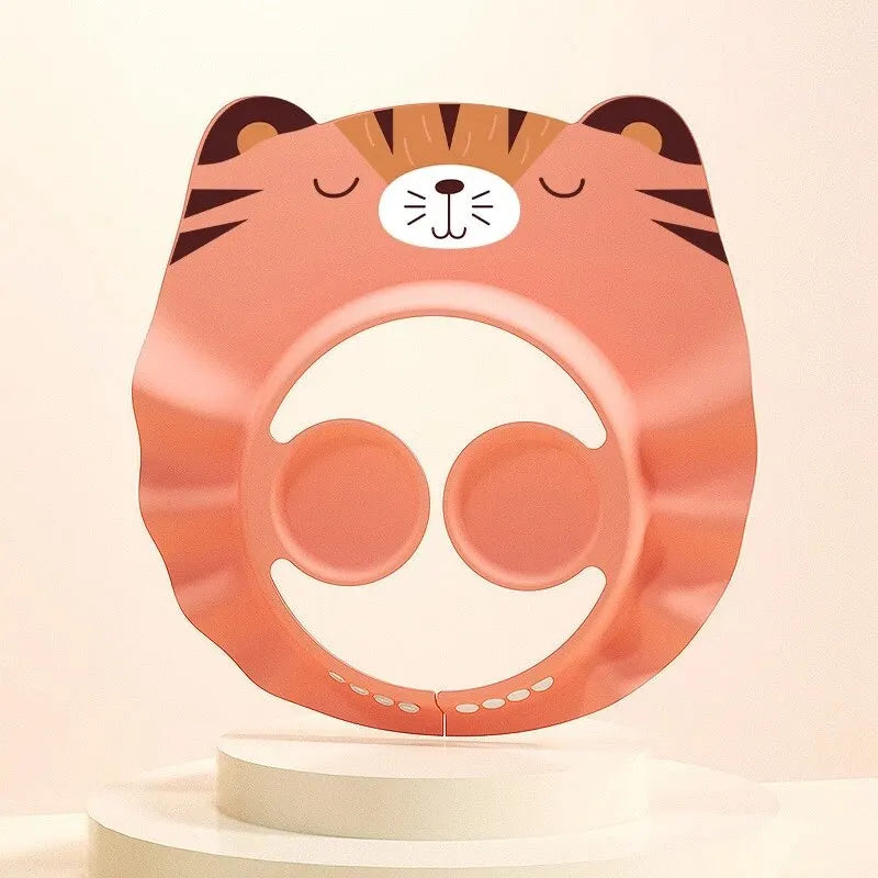 Baby Bath Visor Shampoo Cap Children Kids Shower Soft Cap Adjustable EVA Cap Waterproof Eye Protection Earmuff Headgear Fox Cap